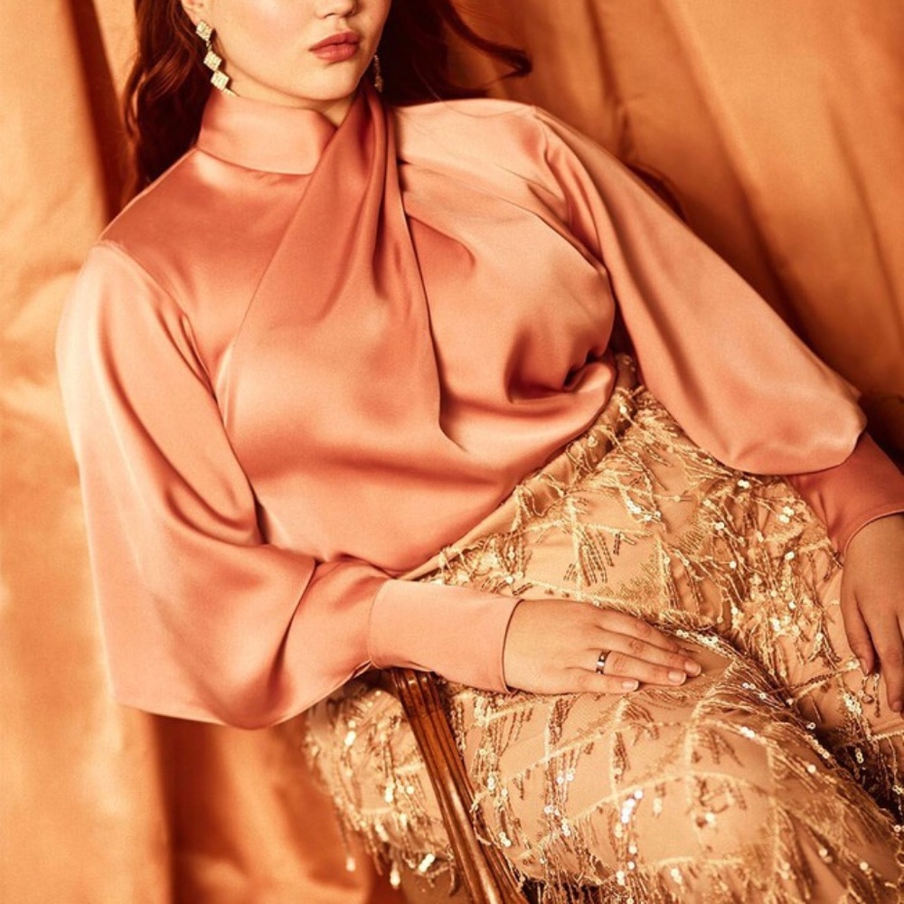 ELOQUII Satin drape blouse -  blush pink - size 20